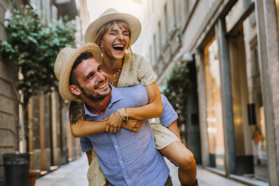 couple laughing