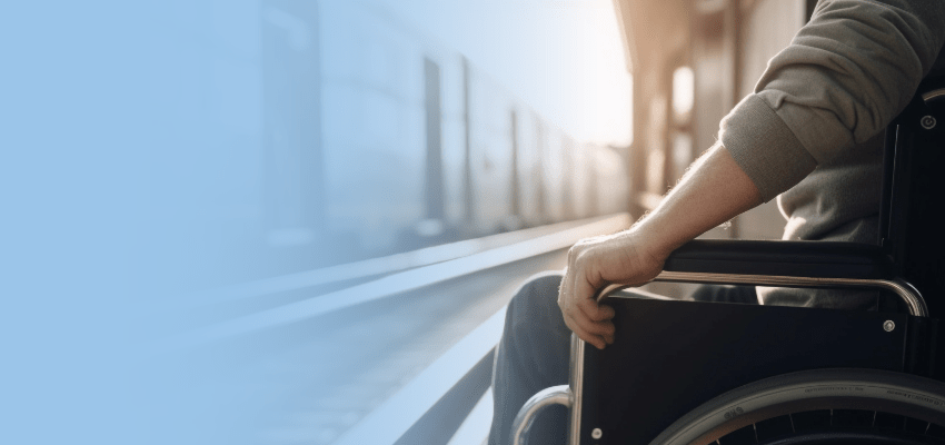 disabled passenger waiting for Lumo train