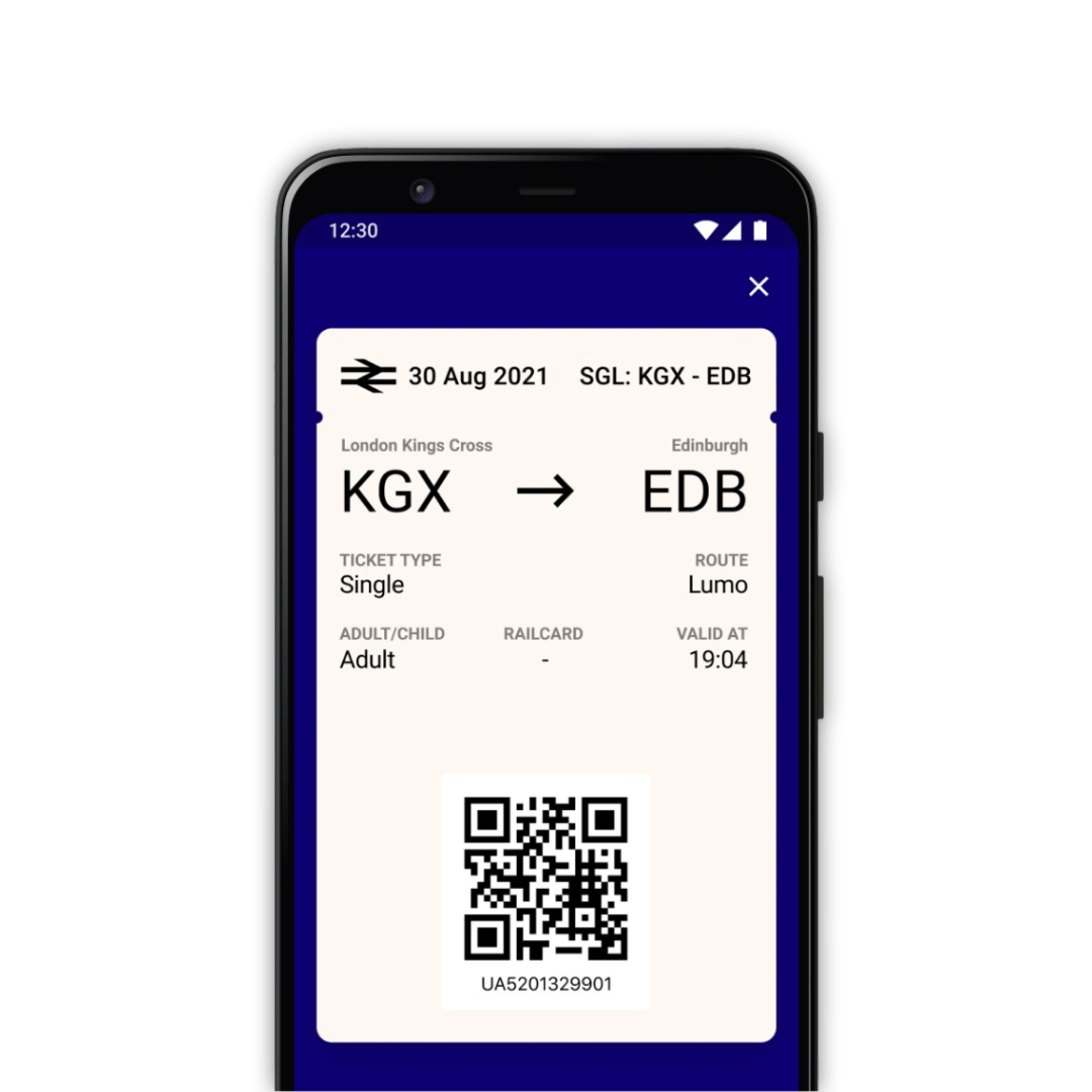 train e-ticket on phone
