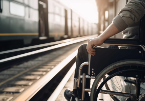 disabled passenger waiting for a train