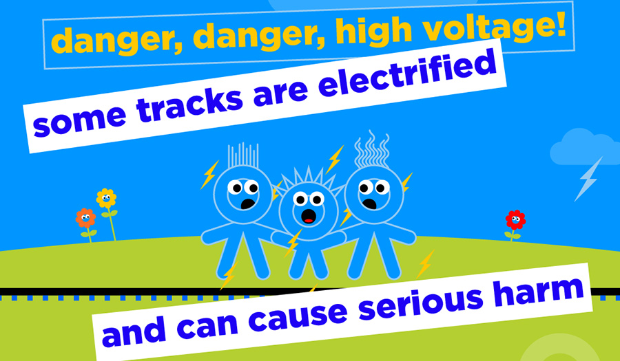 danger high voltage some tracks are electrified and can cause serious harm