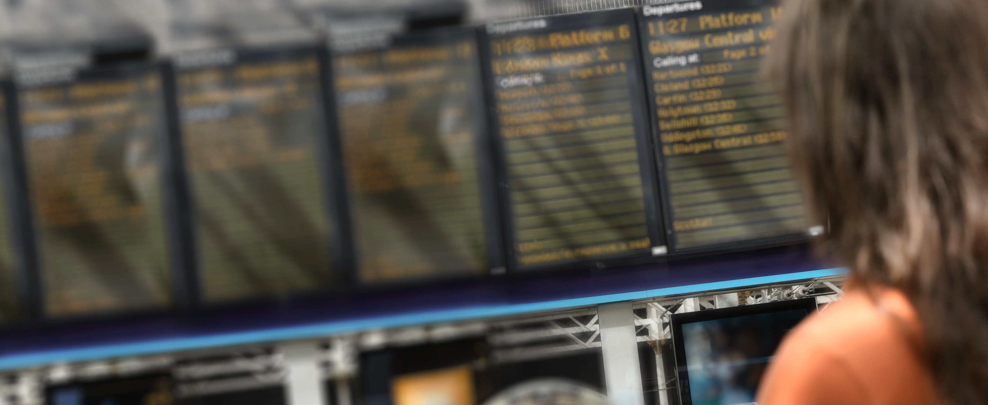 train timetable board in train station
