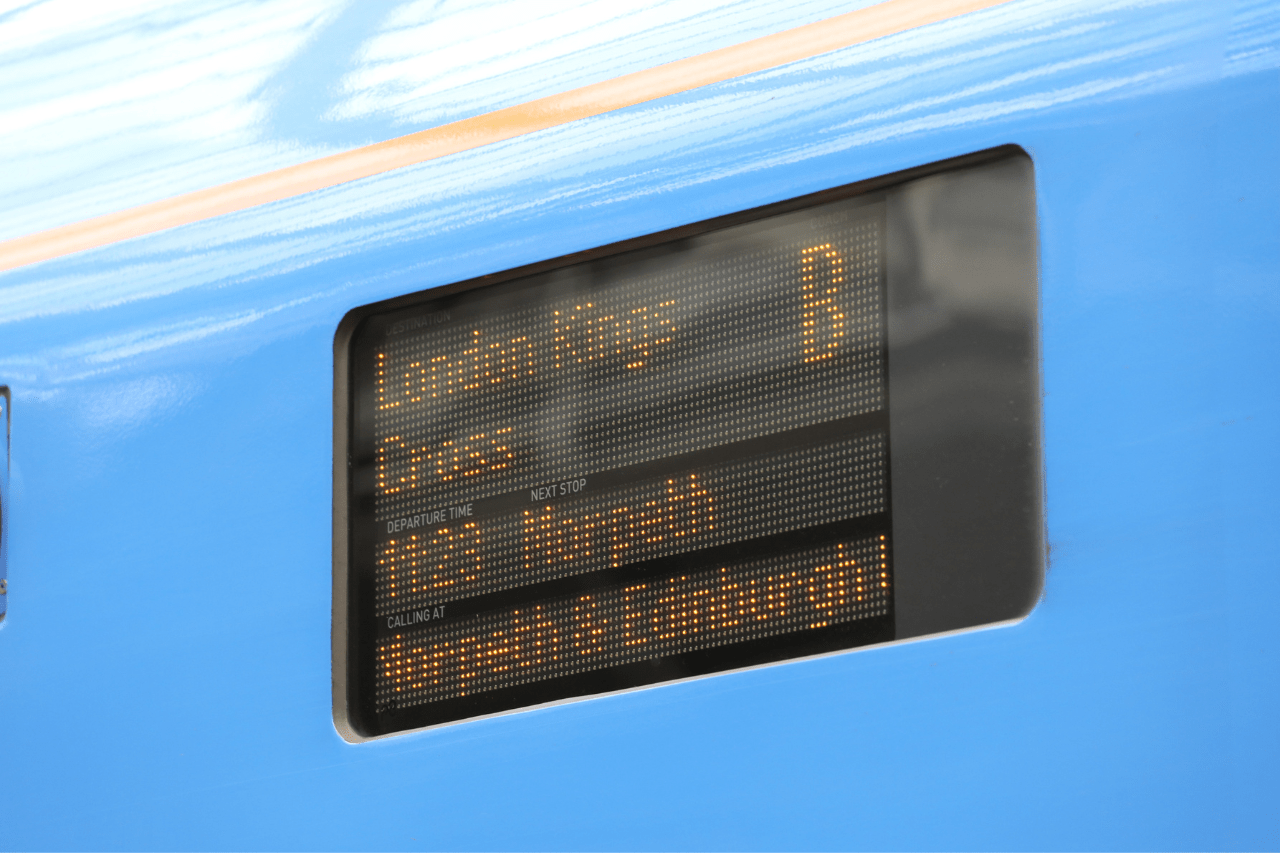 Train destination sign