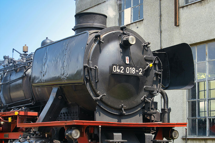 Vintage locomotive in a museum
