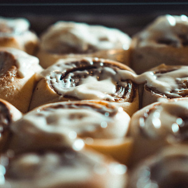Tray of cinnamon rolls