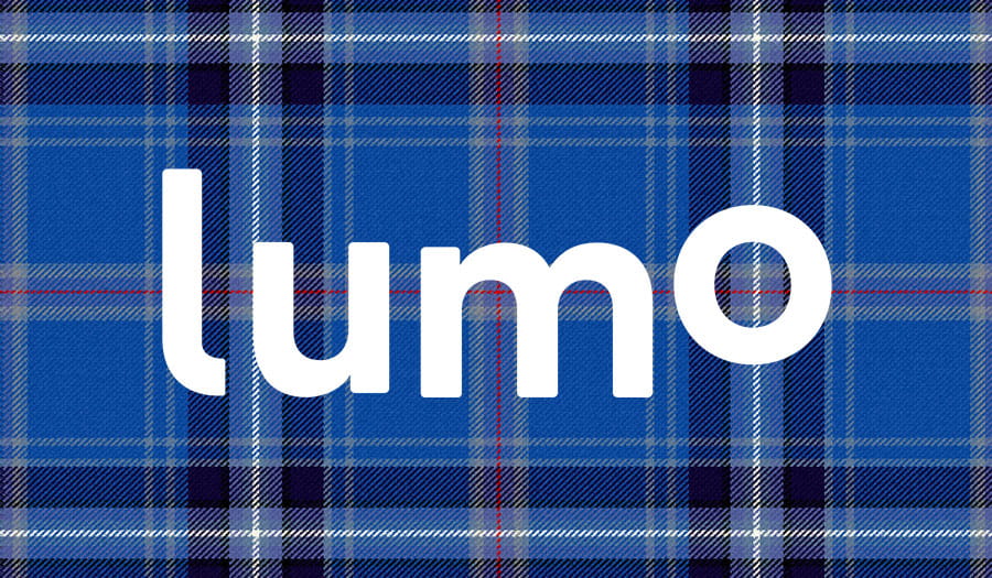Lumo logo in tartan