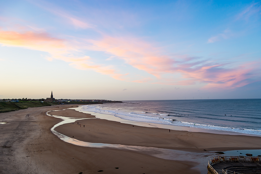 sunset at Tynemouth beach