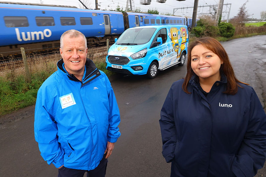 Lumo train driver Claire Walker (right) with Daft As A Brush driver Ian Beecroft (left)