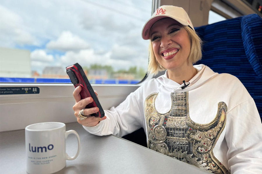Bev Lyons on a Lumo train