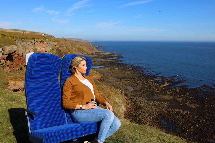 Lady sitting on a new Lumo seat