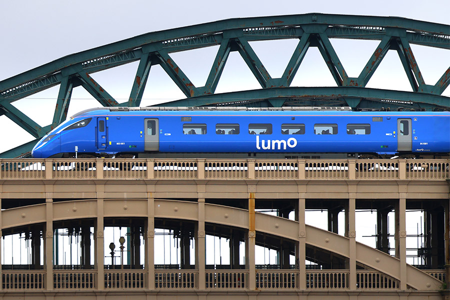 A Lumo train crosses the River Tyne - courtesy Lumo