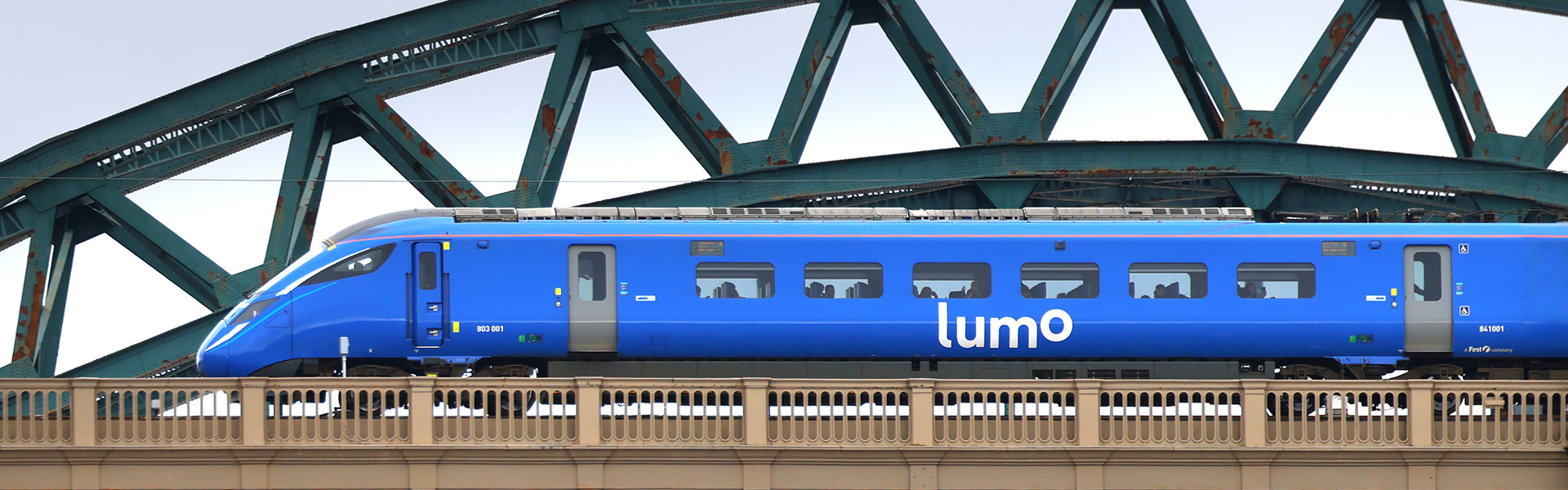 A Lumo train crosses the River Tyne - courtesy Lumo
