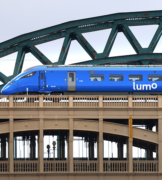 A Lumo train crosses the River Tyne - courtesy Lumo