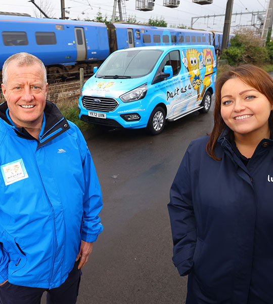 Lumo train driver Claire Walker (right) with Daft As A Brush driver Ian Beecroft (left)