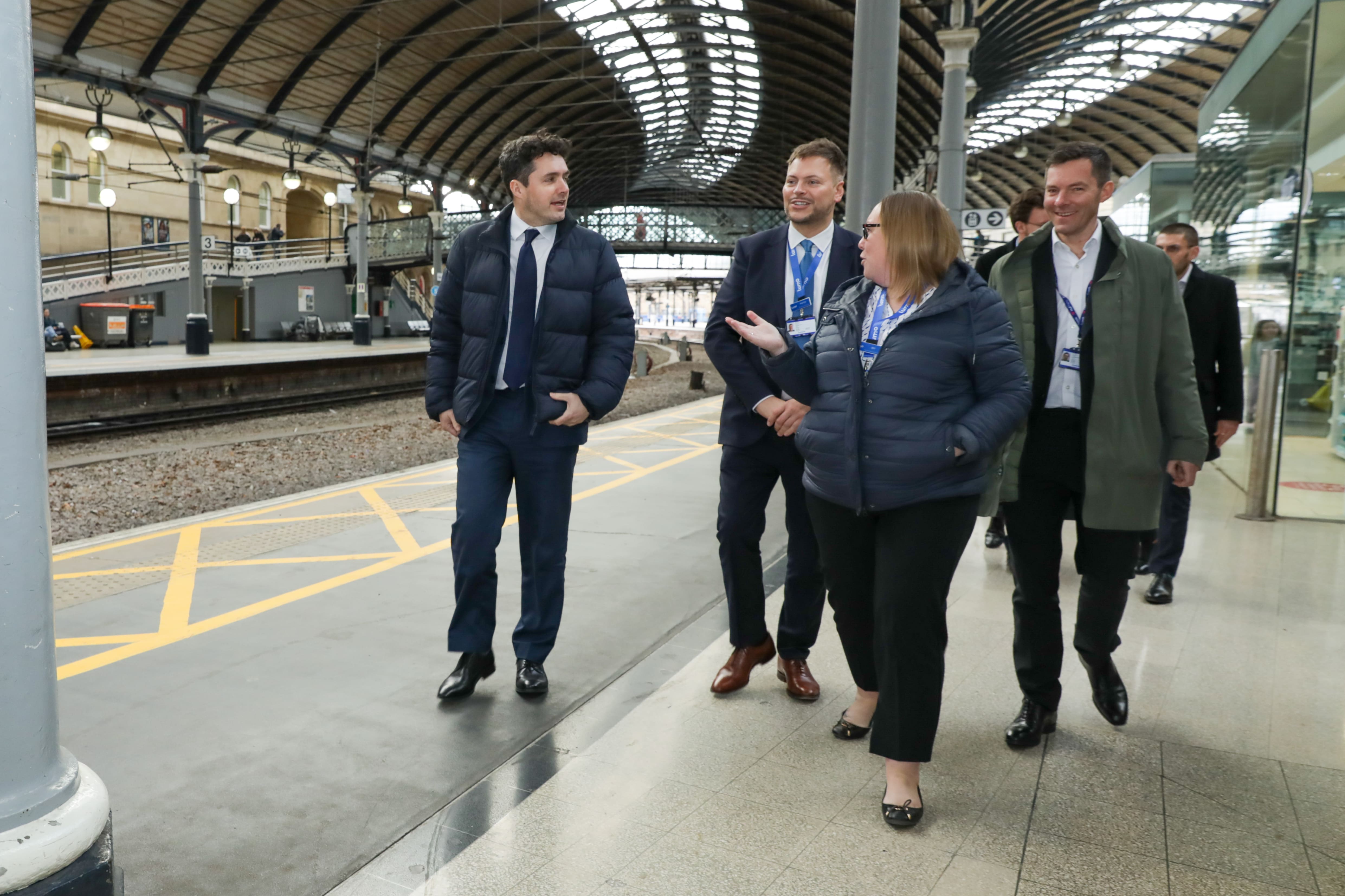 Rail minister at Newcastle train station