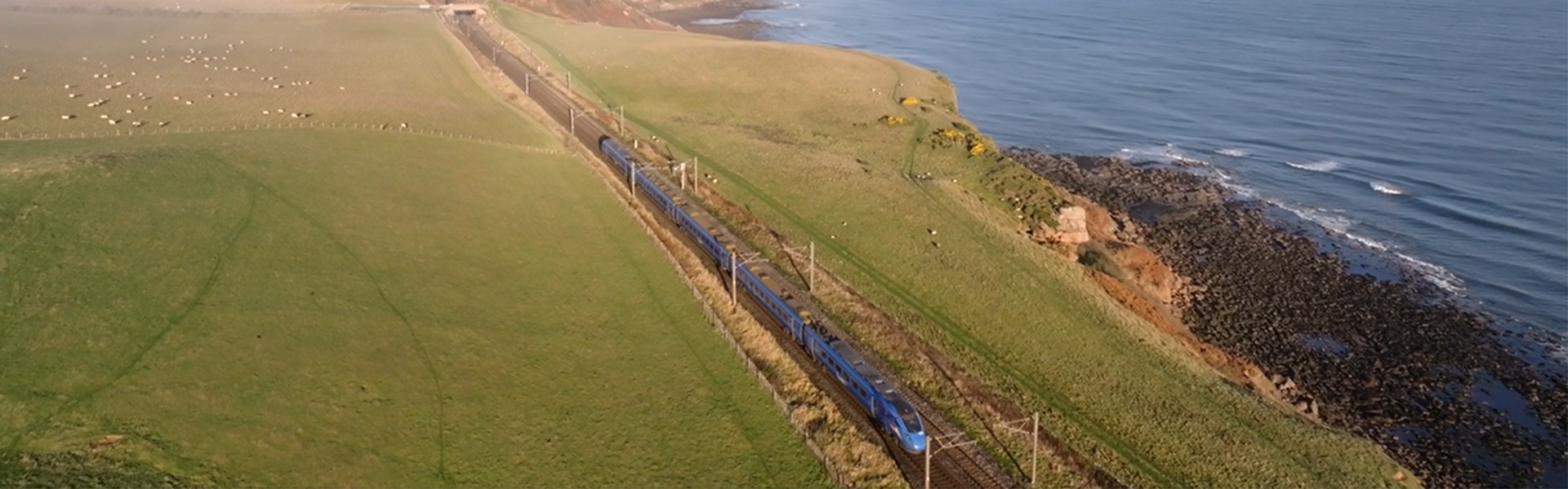 Lumo train going through Scotland