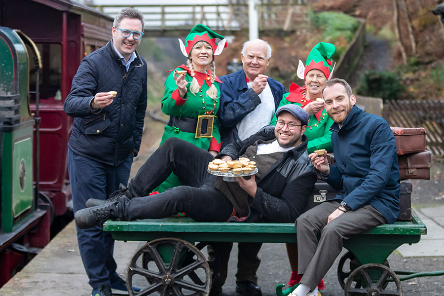 Tanfield Railway and Lumo Teams sharing mince pies